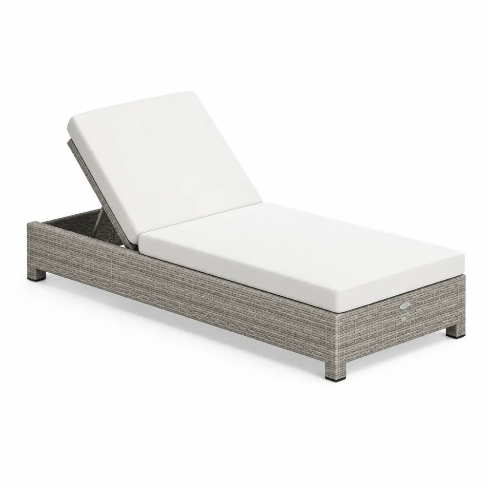 Gartenliege Sonnenliege Polyrattan Aluminium Grau Weiß 200 x 70 x 35 cm