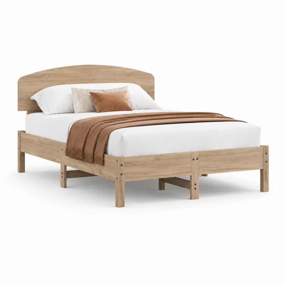 Doppelbett Holzwerkstoff Kopfteil Eichefarben 160 x 200 cm