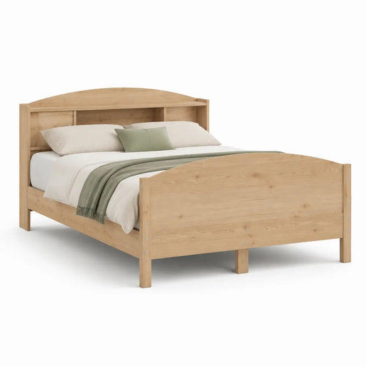 Massivholzbett Doppelbett Kiefernholz Natur 160 x 200 cm mit Kopfteil Fußteil