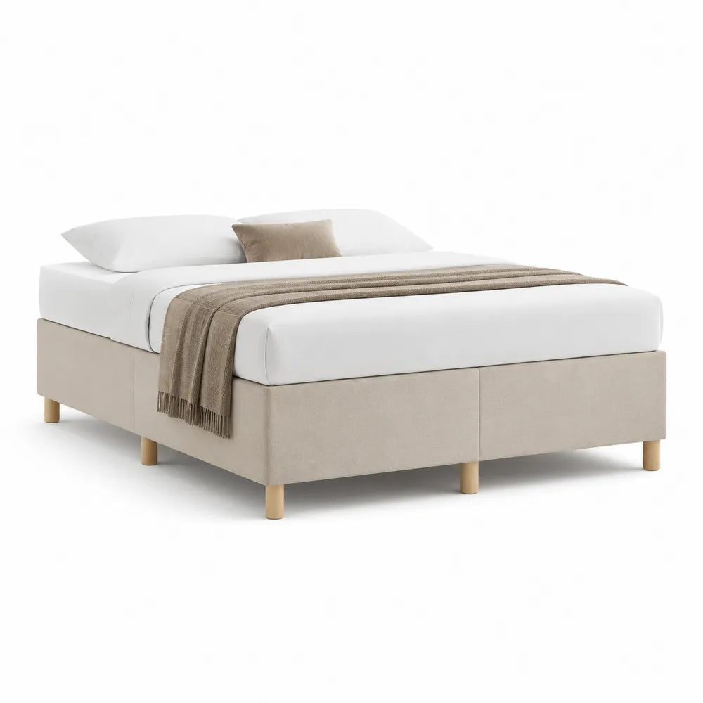 Polsterbett Doppelbett Polyesterbezug Beige 160 x 200 cm