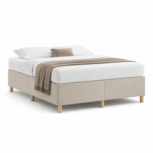 Polsterbett Doppelbett Polyesterbezug Beige 160 x 200 cm