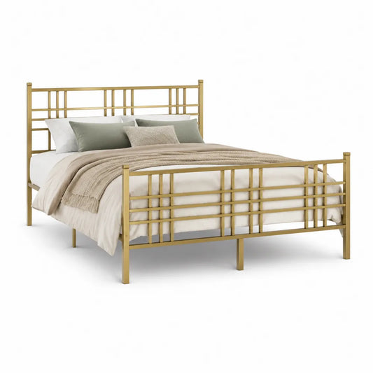 Metallbett Doppelbett Stahlrahmen Goldfarben 160 x 200 cm