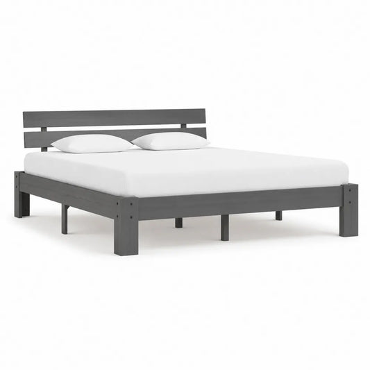 Doppelbett Holzwerkstoff Kopfteil Grau 160 x 200 cm